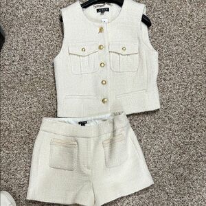 J.Crew  Ivory Tweed Vest and Shorts Ensemble nwt size 0